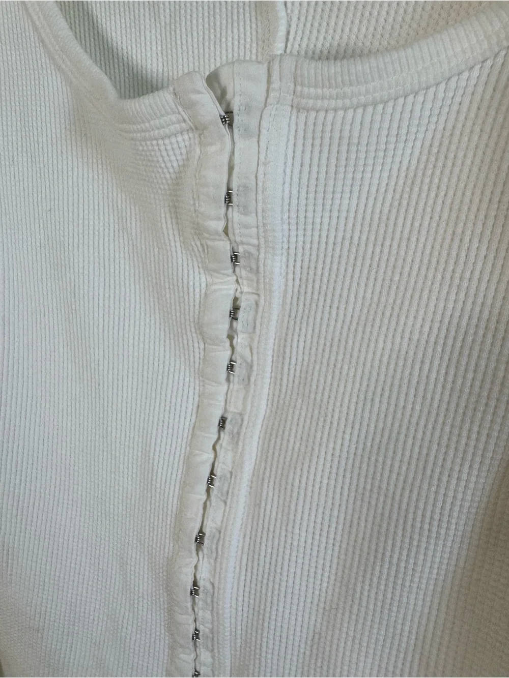 Free People We The Free White Waffle Knit Hook & Eye Top S